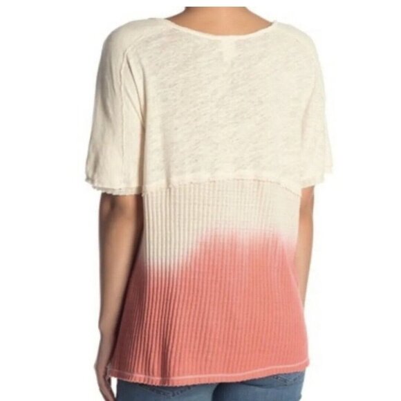 We The Free People Sun Dial Ombré T Shirt Size Small Coral Oversized Dip Dye Tee - Picture 14 of 15